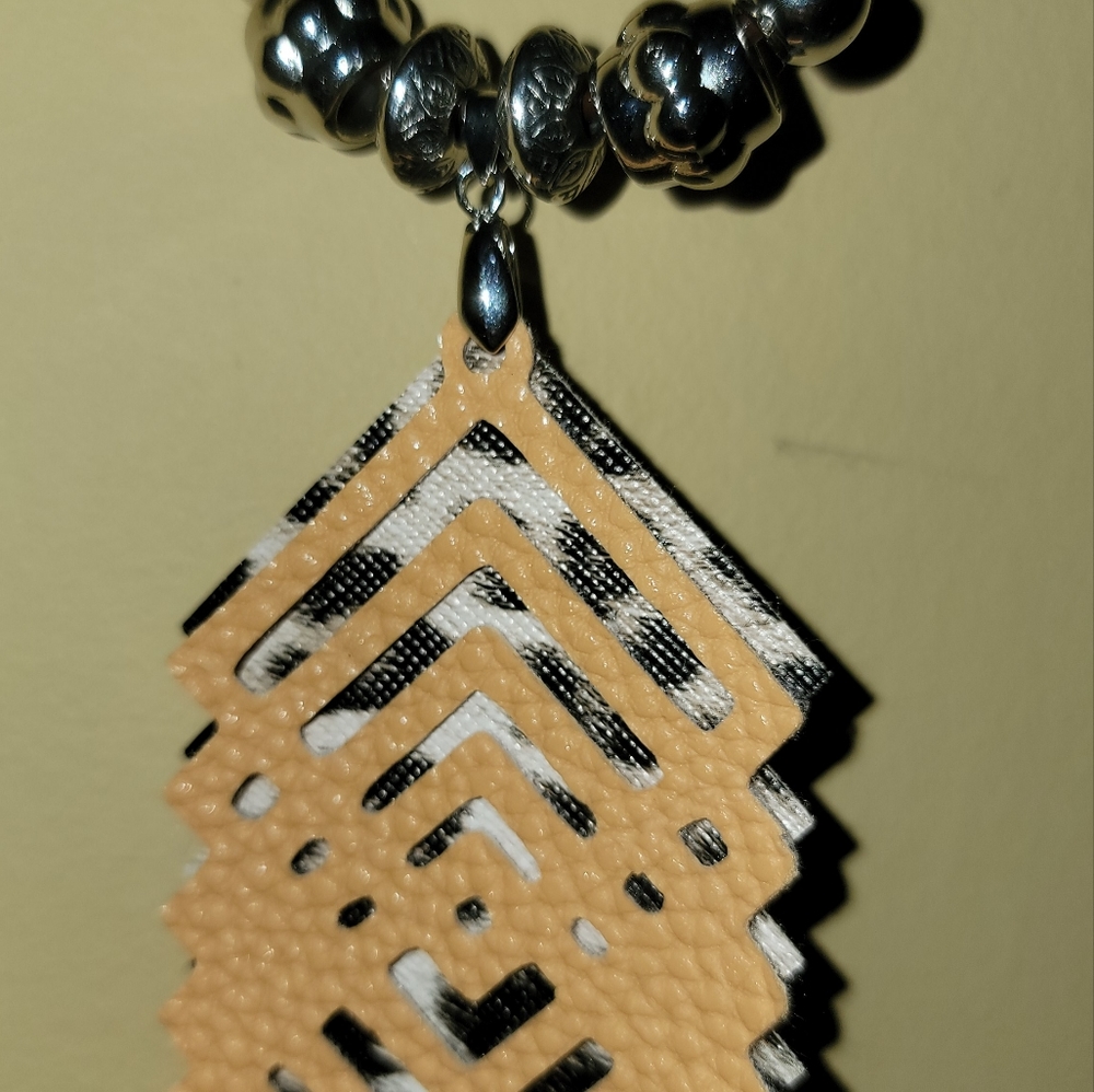 Faux Leather Necklace and earrings set